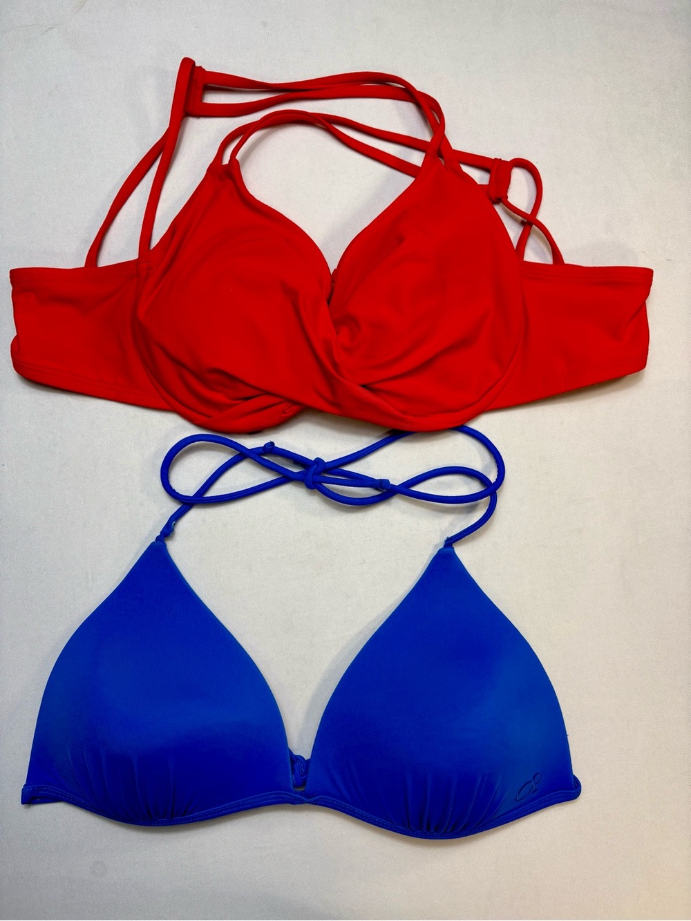 Time and Tru Red and Blue Women’s Bikini Tops